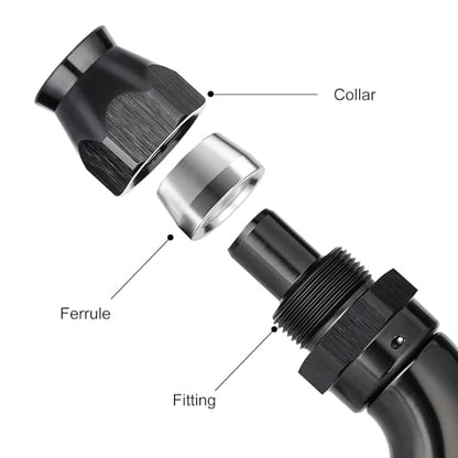 10AN 60 Degree PTFE One Piece Full Flow End Hose Fitting Aluminum Black