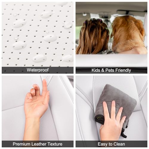 Tesla Model 3 Car Seat Covers Organosilicon Leather Car Interior Seat Airbag Compatible Cushion Cover Full Set Custom Fit 2023 2022 2021 2020 2019 2018 (10 Count)