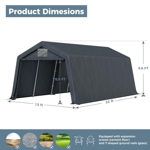 13x22 ft Storage Shelter Shed Portable Outdoor Carport Garage