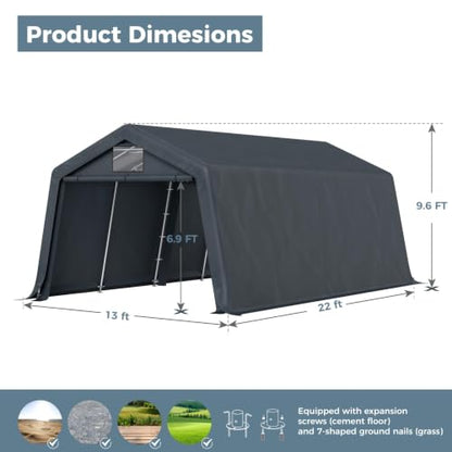 13x22 ft Storage Shelter Shed Portable Outdoor Carport Garage