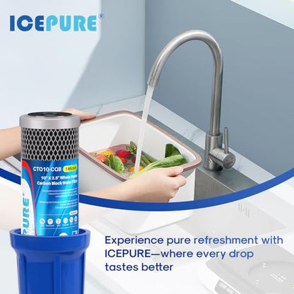 1 Micron 10" x 2.5" Whole House Upgraded Coconut Shell Activated Water Filter Lead Remove Filter Cartridge Replacement for WFPFC8002 (3 Count)