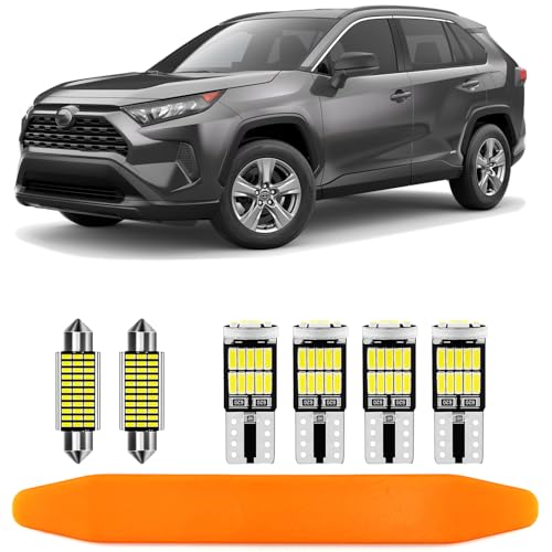 8 Piece CooL White LED Interior Lights Kit for Toyota RAV4 2016 2017 2018 2019 2020 2021 Super Bright 6000K Interior LED Lights Bulbs Package + Install Tool (8 Count)