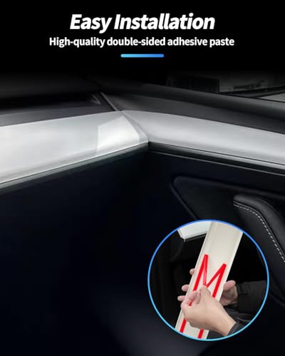 Dashboard Cover Wrap and Front Door Inner Armrest Panel Cover Trim Compatible with Tesla Model 3 2021