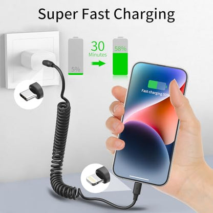 Coiled USB C to Lightning Cable (2 Count)