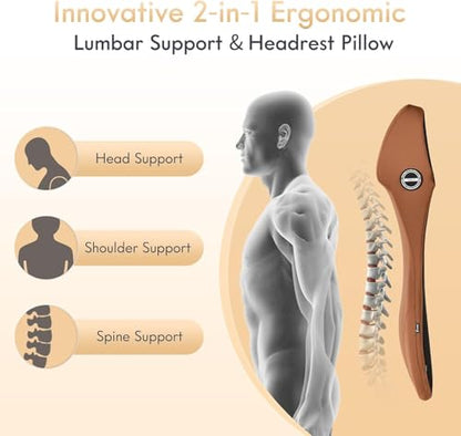 Memory Foam Seat Cushion for Car and Lumbar Support Headrest Pillow Ergonomic Car Seat Back Support Neck Pillow for Driving Truck Driver Seat Cushion Lumbar Pillows for Back Pain Relief