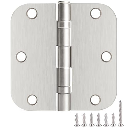 Rounded Brushed Nickel Door Hinges 3.5" 5 (3 Count)