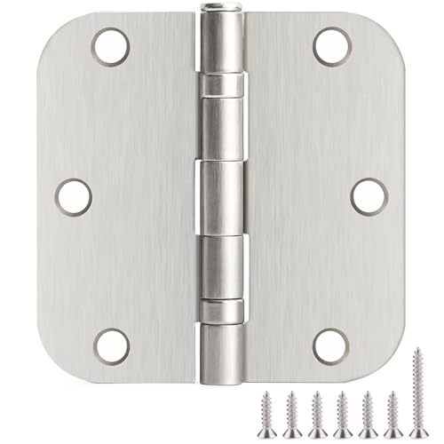 Rounded Brushed Nickel Door Hinges 3.5" 5
