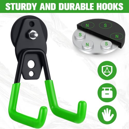 18 Pcs Large Magnetic Hooks Heavy Duty Garage Magnet Hooks Strong Storage Utility Magnetic Hangers with Anti Slip Rubber Coating for Indoor and Outdoor Hanging (18 Count)