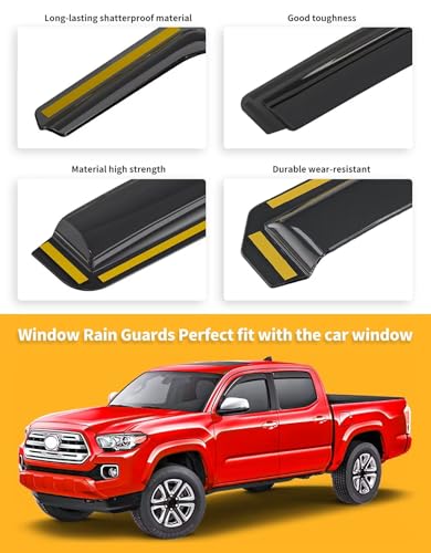 Window Visors Rain Guards for Toyota Tacoma Double Cab 2016 (4 Count)