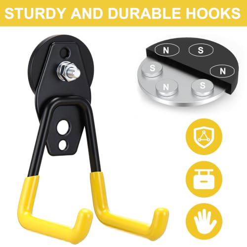 6 Pcs Large Magnetic Hooks Heavy Duty Garage Magnet Hooks Strong Storage Utility Magnetic Hangers with Anti Slip Rubber Coating for Indoor and Outdoor Hanging (6 Count)