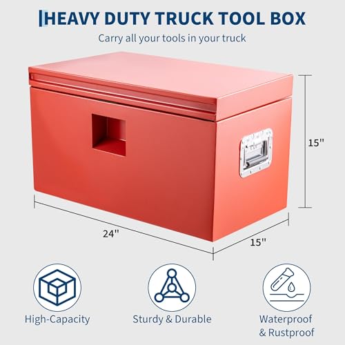 Truck Bed Toolbox Truck Tool Box Heavy Duty Steel Storage Cabinet Organizer Chest Jobsite for Pickup