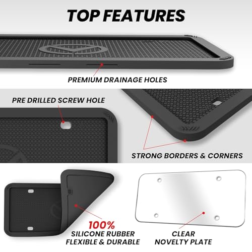Black Silicone License Plate Frames 2 Pack