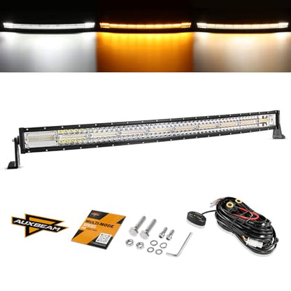42 Inch LED Light Bar 240W Curved 6 Modes Amber White Strobe Lights