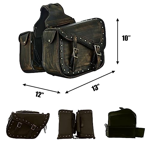 Motorcycle Saddle Bags Genuine Leather Motorcycle Luggage Bag For Softails Sportsters and Choppers