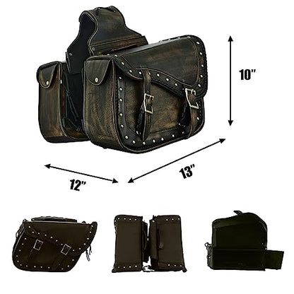 Motorcycle Saddle Bags Genuine Leather Motorcycle Luggage Bag For Softails Sportsters and Choppers