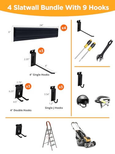 Slatwall Panels Garage Tool Organizer Wall Mount Garage Slat Wall Storage Systems (4 Count)