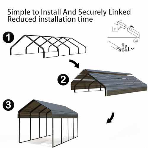 10x20FT Metal Carport with Vertical Roof