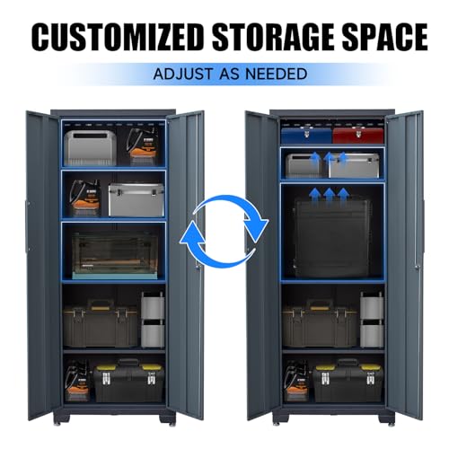 75 inch Metal Garage Storage Cabinet with 4 Adjustable Shelves