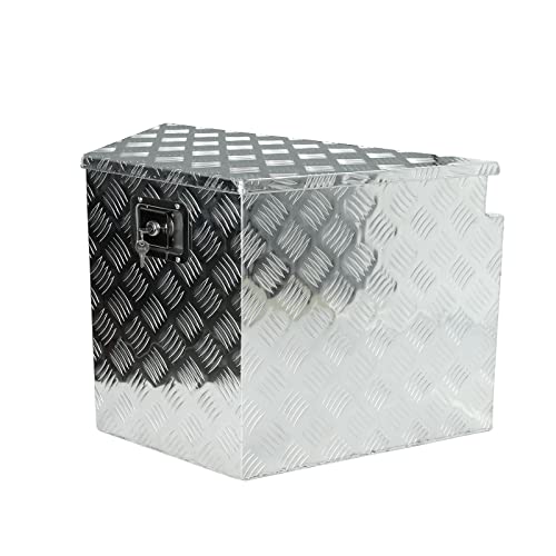 28 Inch Heavy Duty Aluminum Stripes Plated Tool Box Pick Up Truck Bed RV Trailer Tongue Toolbox Waterproof Storage Organizer with Lock and Keys