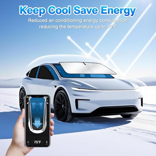 Window Shades for Tesla Model Y Juniper 2025 2026 Windshield Side Rear Window Full Set Blackout Privacy Sunshades for Model Y Accessories Foldable Black Out Window Cover 8PCS (8 Count)
