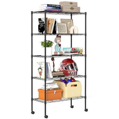 5 Tier Wire Storage Shelves with Wheels
