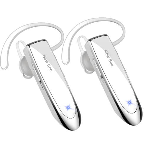 2 Pack] Bluetooth Earpiece V5.0 Wireless Handsfree Headset 24 Hrs Driving (2 Count)