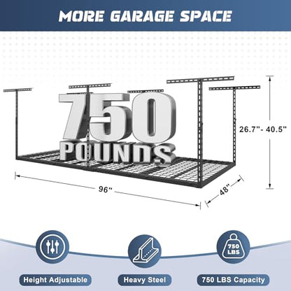 4X8FT Overhead Garage Storage Rack 750LBS Capacity