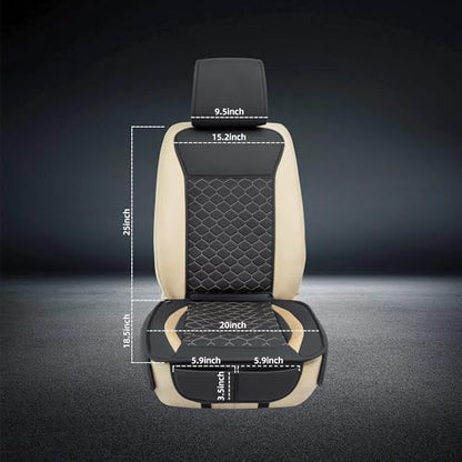 Leather Car Seat Covers Front 2PC Black Gold Luxury Waterproof