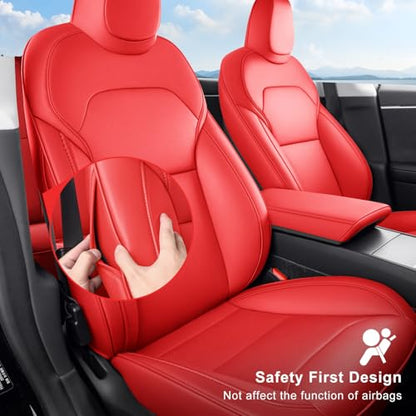 2024 2026 Tesla Model 3 Highland Upgraded Car Seat Covers Nappa Leather Car Interior Airbag Compatible Cushion Cover Full Set Custom Fit Model 3 (9 Count)