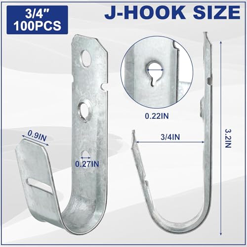 100 Pcs 3 4'' Cable Support J (100 Count)