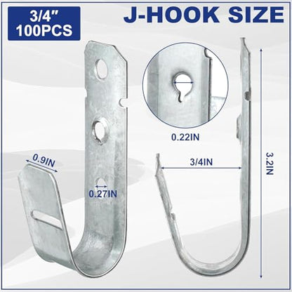 100 Pcs 3 4'' Cable Support J (100 Count)