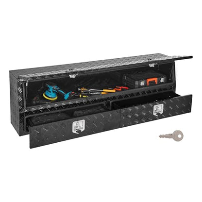 Truck Tool Box 72 x 21 x 13 Aluminum Storage Box with Two Drawers