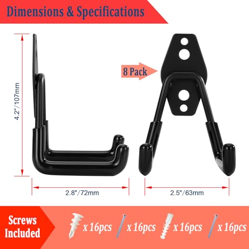 8 Pack Garage Hooks Heavy Duty (8 Count)