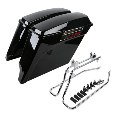 Motorcycle 5" Stretched Saddlebags with Chrome Conversion Brackets Fit For Harley Softail Deluxe Heritage Softail 1984