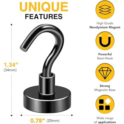 Magnetic Hooks 8pcs 50lbs Cruise Essentials 2026 Magnet Hook Black (8 Count)
