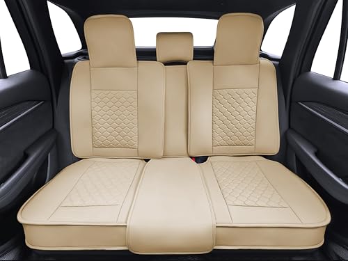 Car Seat Cover Full Set Leather Waterproof Front Rear Beige