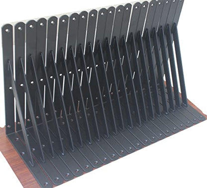 6 Pack L12 x H 8" Black Heavy Duty Shelf Brackets with Screws Metal Shelf Brackets Shelf Support Angle Brackets for Shelves L Brackets Heavy Duty Floating Shelf (6 Count)