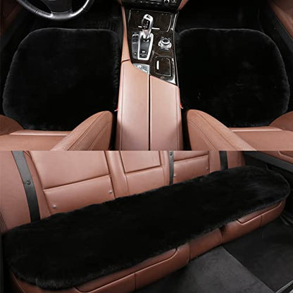 Genuine Sheepskin Car Seat Cushion Seat Covers for Cars Truck SUV Comfort Seat Protector Pad for Car Driver Seat Car Accessories for Decor (3 Count)