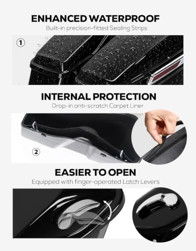 Motorcycle Hard Saddlebags Vivid Black Saddle Bags Trunk W (2 Count)
