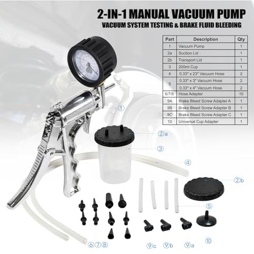 Hand Vacuum Pump Brake Bleeder Kit