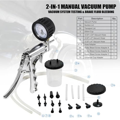 Hand Vacuum Pump Brake Bleeder Kit