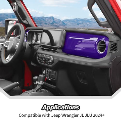 Purple Center Console Dashboard Trim Overlay for 2024+ Jeep Wrangler JL Interior Accessories