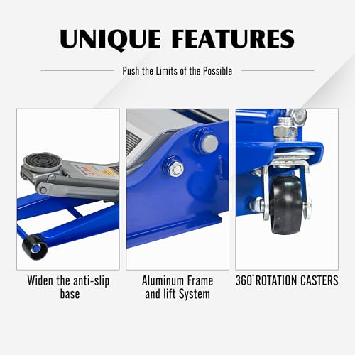 6600lbs 3Ton Low Profile Floor Jack with Foot Pedal Dual Piston Hydraulic