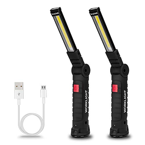 Tool Gifts for Men 2Pack Rechargeable LED Work Lights with Magnetic Base (2 Count)