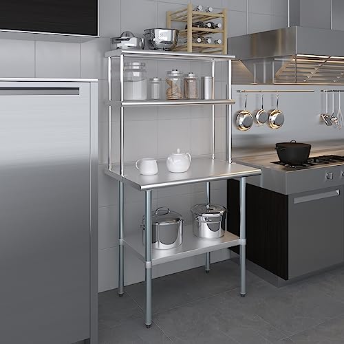 Stainless Steel Work Table Double Tier Overshelf (2 Count)
