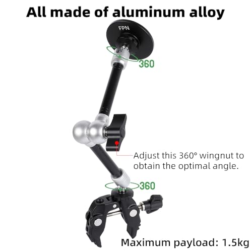 All Metal Magnetic Phone Holder with Super Clamp&10″ Long Arm for Magsafe