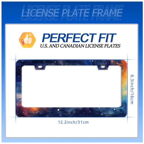 Watercolor Galaxy License Plate Frame Stainless Steel Car Accessory 6x12