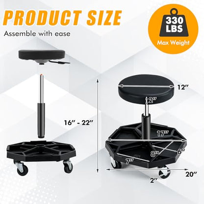 Adjustable Mechanic Rolling Stool