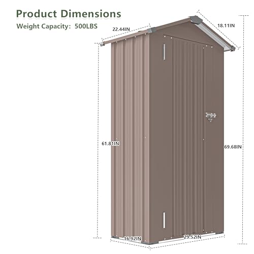 2.5x1.4 FT Outdoor Storage Shed