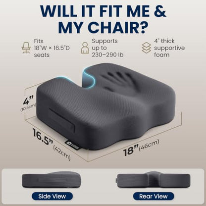 Seat Cushion Memory Foam Chair Cushion for Tailbone Pain Relief